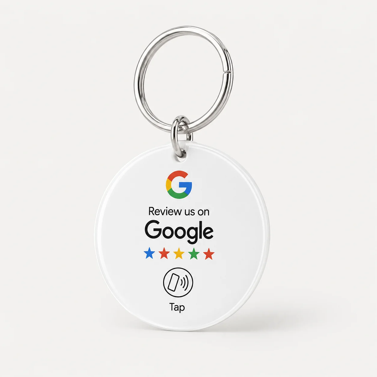White Google Review Keychain front