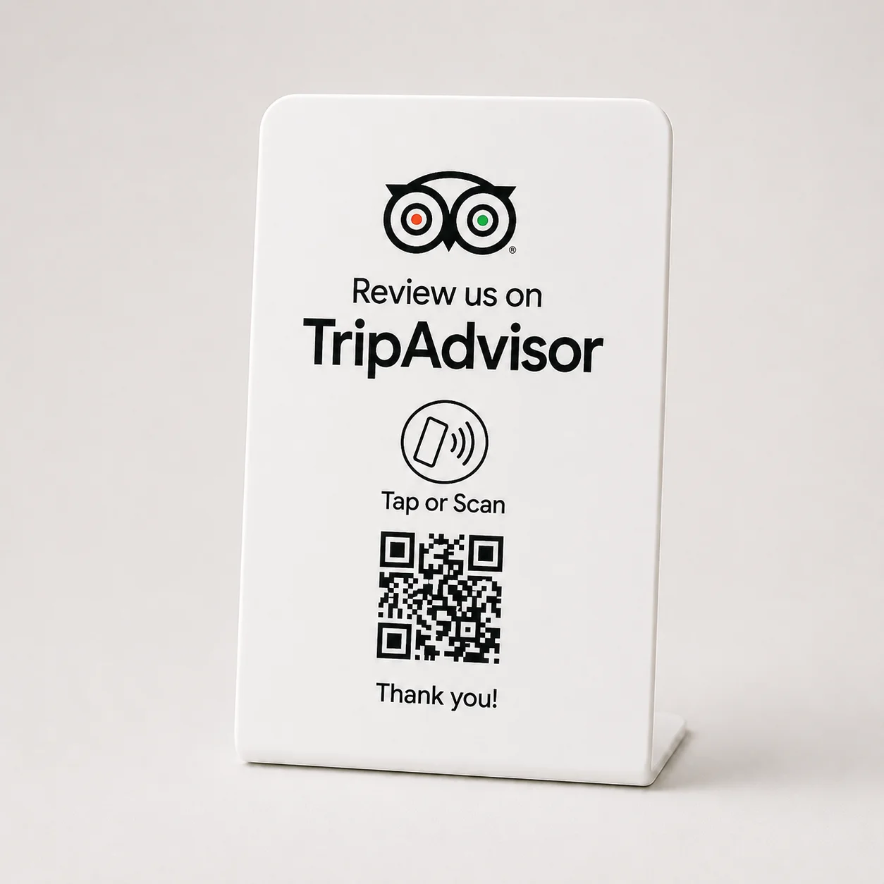 White TripAdvisor Review Stand