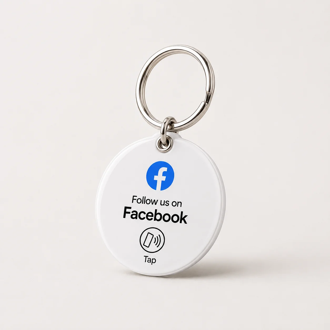 White Facebook Follow Keychain front
